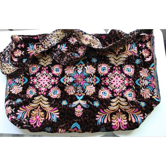 Johnny Was Velvet Tote Bag, NEW, Misty Leopard - Picture 5 of 11